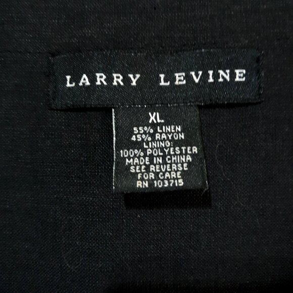 Larry Levine Black Linen Blend Womens Jacket XL Button Front Pockets Classic - Picture 6 of 6
